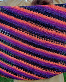CHARMED Striped Knitted Shawl or Halloween Boomerang Scarf | Medium | Purple Orange Black | Free Shawl Pin