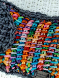 Women's Rainbow Merino Wool Earwarmer | Tunisian Crochet Winter Headband | USA Made | Purple Pink Red Blue Green Orange