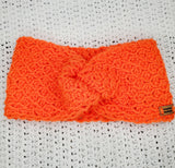 Women's Blaze ORANGE Wool Earwarmer | Tunisian Crochet Winter Headband | USA Made | Hunter Orange | Neon Orange