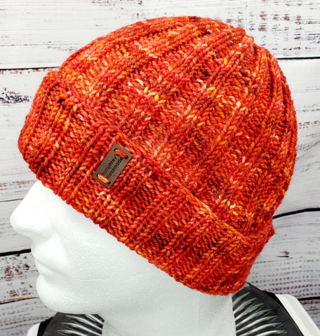 Men's RED Merino Wool Watchcap | Super Stretchy Knitted Winter Hat | Unisex | USA Made