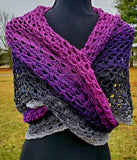 MOONDROP Women's Lace Crochet Shawl or Triangle Scarf | 100% Cotton Large Adult | Purple Gray Black| Shawl Pin