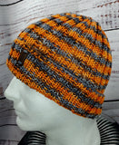 Men's ORANGE & GRAY Merino Wool Watchcap | Super Stretchy Knitted Winter Hat | Unisex | USA Made