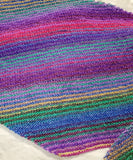 KALEIDOSCOPE Wool Striped Knitted Shawl "Mixed Tape" 90's Boomerang Scarf | Medium | Pink Purple Blue Green | Free Shawl Pin