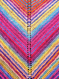 KALEIDOSCOPE Wool Striped Knitted "Sunset" Triangle Shawl | Medium | Pink Purple Blue Orange | Free Shawl Pin