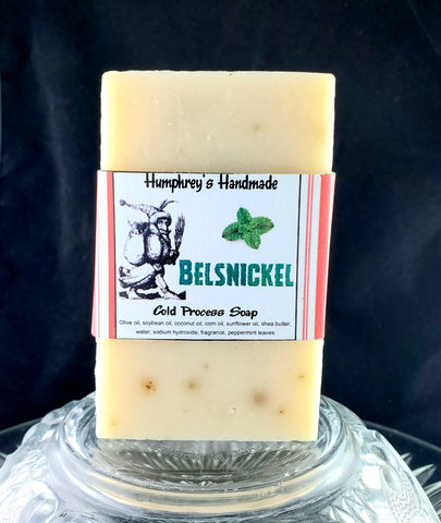 BELSNICKEL Cold Process Christmas Soap | Peppermint With Peppermint Leaves | Unisex