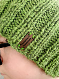 Men's GREEN Yak Wool Watchcap | Mega Stretchy Knitted Winter Beanie | Unisex | USA Made | Dublin Green