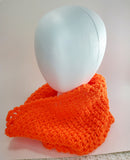 Women's BLAZE ORANGE Wool Blend Cowl | Knitted Winter Scarf | USA Made | Hunter Orange