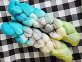 SEA GLASS Merino Wool Braid for Spinning, Felting and Crafts | Wool Roving | Turquoise Green Gray White