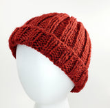 Men's DARK RED Yak Wool Watchcap | Mega Stretchy Knitted Winter Beanie | Unisex | USA Made | Maroon