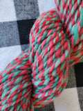 CHRISTMAS Handspun Yarn Hank - 114 Yards - Merino Wool Yarn Skein - Red Green Barberpole
