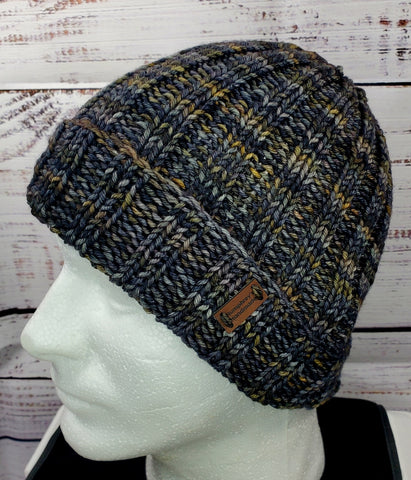 Men's GRAY Malabrigo Merino Wool Watchcap "Sand Storm" | Super Stretchy Knitted Winter Hat | Unisex | USA Made