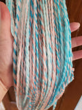 COTTON CANDY Handspun Yarn Hank - 164 Yards #5 Bulky - Merino Wool Yarn Skein - Blue Pink White