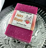 JUICY HIPPIE Cold Process Soap | Raspberry Patchouli | Exfoliating Salt and Oatmeal