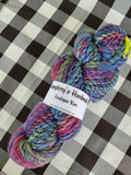 WHIMSY Handspun Yarn Hank - 206 Yards total - Wool Yarn Skein - Colorful Art Yarn - Blue Purple Green