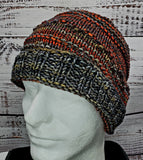 GRAY and RED Malabrigo Men's Merino Wool Hat | Super Stretchy Knitted Winter Hat | Men | USA Made