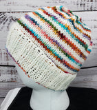 Women's Colorful "Rainbow Stripes" Merino Wool Beanie | Hand Knitted Winter Hat | USA Made | Blue Green Pink Purple Orange