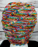 Women's Colorful "Rainbow Twist" Merino Wool Beanie | Hand Knitted Winter Hat | USA Made | Blue Green Pink Purple Orange