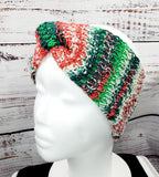 Women's CHRISTMAS Merino Wool Twist Earwarmer | Tunisian Crochet Winter Headband | USA Made | Red Green White