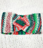 Women's CHRISTMAS Merino Wool Twist Earwarmer | Tunisian Crochet Winter Headband | USA Made | Red Green White
