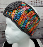 Women's Rainbow Merino Wool Earwarmer | Tunisian Crochet Winter Headband | USA Made | Purple Pink Red Blue Green Orange