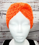 Women's Blaze ORANGE Wool Earwarmer | Tunisian Crochet Winter Headband | USA Made | Hunter Orange | Neon Orange