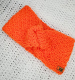 Women's Blaze ORANGE Wool Earwarmer | Tunisian Crochet Winter Headband | USA Made | Hunter Orange | Neon Orange