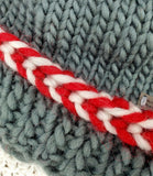 Unisex Bulky Wool Latvian Braid OSU Beanie | Scarlet Gray White | Hand Knitted Winter Hat | Ohio USA Made
