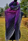 MOONDROP Women's Lace Crochet Shawl or Triangle Scarf | 100% Cotton Large Adult | Purple Gray Black| Shawl Pin