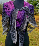 MOONDROP Women's Lace Crochet Shawl or Triangle Scarf | 100% Cotton Large Adult | Purple Gray Black| Shawl Pin