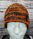Men's ORANGE & GRAY Merino Wool Watchcap | Super Stretchy Knitted Winter Hat | Unisex | USA Made