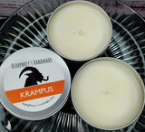 KRAMPUS Candle | Peppermint Scent | Hand Poured Soy Wax | 8 oz | USA Made | Christmas Horror Candle
