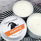 KRAMPUS Candle | Peppermint Scent | Hand Poured Soy Wax | 8 oz | USA Made | Christmas Horror Candle