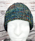 Men's Malabrigo Merino Wool Watch Cap "POTION" | Super Stretchy Knitted Winter Hat | Unisex | USA Made | Blue Green Brown