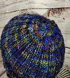 Men's Malabrigo Merino Wool Watch Cap "WARLOCK" | Super Stretchy Knitted Winter Hat | Unisex | USA Made | Blue Green Black