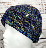 Men's Malabrigo Merino Wool Watch Cap "WARLOCK" | Super Stretchy Knitted Winter Hat | Unisex | USA Made | Blue Green Black