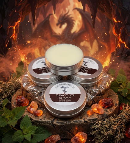 DRAGON'S BLOOD Beard Balm | Orange Vanilla Amber Patchouli Powder | Choose Size