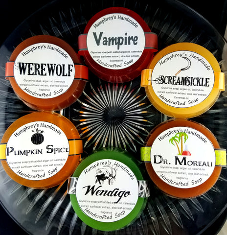 HALLOWEEN Bundle of 6 Soaps | Unisex | Horror Soap Puck Sampler - Humphrey's Handmade