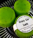 CRAZY CAT LADY Soap | Green Catnip Exfoliating Soap | Coconut Oil | Lavender & Lemon Essential Oil - Humphrey's Handmade