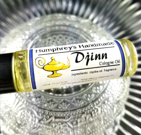 DJINN Men's Cologne | Roll On Jojoba Oil | Agarwood Oud and Incense Scent - Humphrey's Handmade
