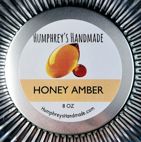 HONEY AMBER Candle | Honey Amber Scent | Hand Poured Beeswax | 8 oz | USA Made