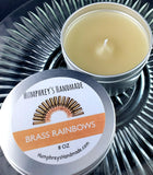 BRASS RAINBOWS Candle | Masculine Scent | Hand Poured Beeswax | 8 oz | USA Made | Oakmoss Cedar Vetiver Vanilla