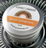 BRASS RAINBOWS Candle | Masculine Scent | Hand Poured Beeswax | 8 oz | USA Made | Oakmoss Cedar Vetiver Vanilla