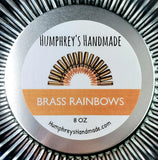 BRASS RAINBOWS Candle | Masculine Scent | Hand Poured Beeswax | 8 oz | USA Made | Oakmoss Cedar Vetiver Vanilla