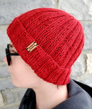 Men's Blaze ORANGE Wool Watchcap | Super Stretchy Knitted Winter Hat | Unisex | USA Made | Hunter Orange | Neon Orange