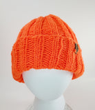 Men's Blaze ORANGE Wool Watchcap | Super Stretchy Knitted Winter Hat | Unisex | USA Made | Hunter Orange | Neon Orange