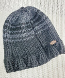 Bulky Black & Gray Wool Blend Hat | Unisex Fair Isle Hand Knitted Winter Hat | USA Made |