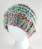 Women's Bulky "FAIRY FLOSS" Wool Blend Beanie | Hand Knitted Winter Hat | USA Made | Pink Purple Turquoise Gray Green