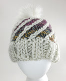 Women's Bulky "Rainbow Spiral" Wool Blend Beanie | Hand Knitted Winter Hat | USA Made