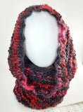 Women's "Sunset" Alpaca and Wool Blend Cowl | Knitted Winter Scarf | USA Made | Pink Red Orange