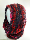 Women's "Sunset" Alpaca and Wool Blend Cowl | Knitted Winter Scarf | USA Made | Pink Red Orange